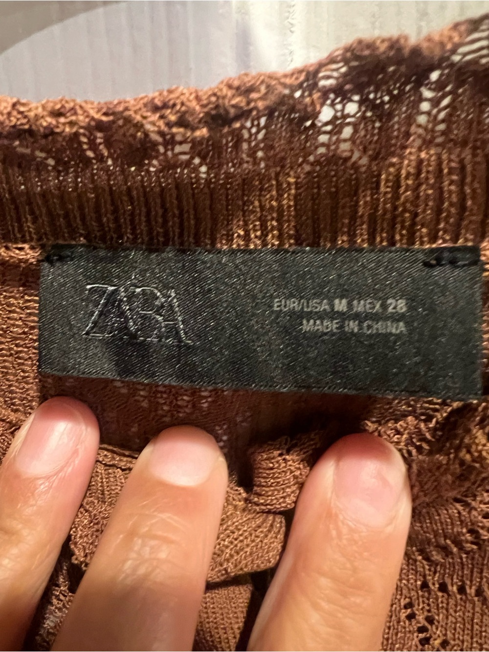 Zara Brown Sheer Ruffle Button-Front Blouse - Picture 3 of 12